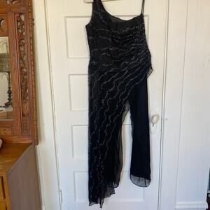 Vintage Y2K One Shoulder Beaded Pant Set Plus Sz Club Brat Summer Jean de Lys 12